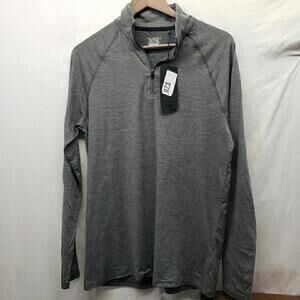 Motion Sportswear Mens Small LS Quarter Zip Top Lightweight Grey Soft Stretch